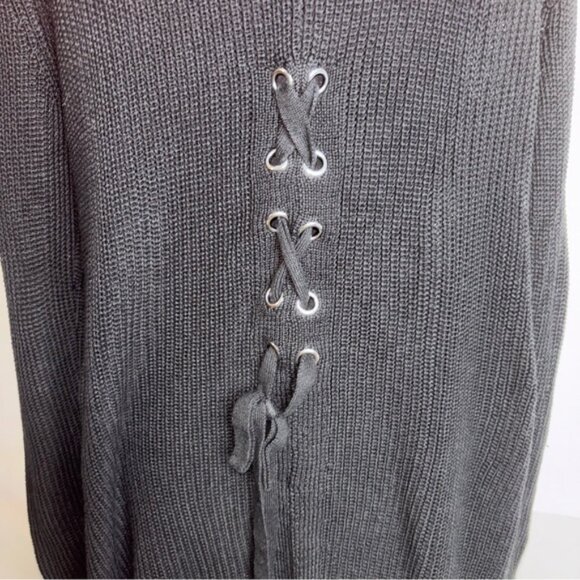 Soho Black Women's M Sweater Open Front Longline Cardigan Crisscross Back Pocket - Picture 11 of 12